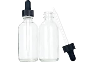 Magic Season Boston Round Glass Bottles (Transparent / 60 ml with Droppers / 2 Pcs)