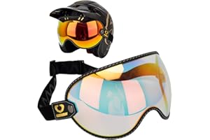 PUENTEMYS Retro Motorcycle Helmet Shield Bubble Visor, PC Goggles Lens Replacement Universal for 3/4 Open Face Full Helmet Bell Moto-3 (REVO Red)
