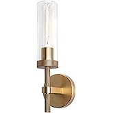 Opulux Hardwired Gold Brass Brushed Copper Wall Sconces - 5W E26 Base Bathroom, Hallway & Living Room Lighting Fixture with C