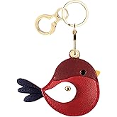 BORKUANA Leather Keychain Holder Case Compatible with AirTag,Cute Protective Cover with Keyring