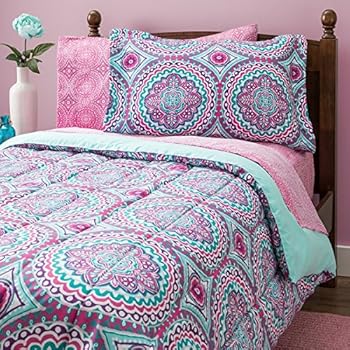 Chic Lo 3 Piece Kids Girls Teen Teal Blue Pink Paisley Comforter