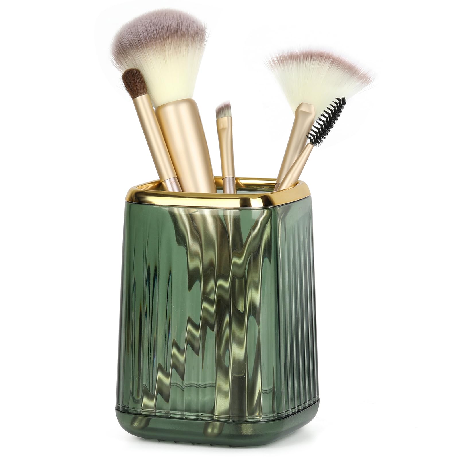 HONTIUS Makeup Brush holder Organizer for Vanity Countertop, Plastic Cosmetic Makeup Brush Storage Holder, Vintage Make Up Brushes Cup (vintage green)
