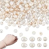 AHANDMAKER 200Pcs Natural Freshwater Pearl Beads, 2 Styles Seashell Cultured Freshwater Pearl Loose Beads for DIY Crafts Necklace Bracelet Earrings Jewelry Making