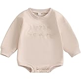 VISGOGO Newborn Baby Girl Boy Bubble Romper 3 6 9 12 18M Onesie Sweatshirt Long Sleeve Oversized Fall One-Piece Bodysuit