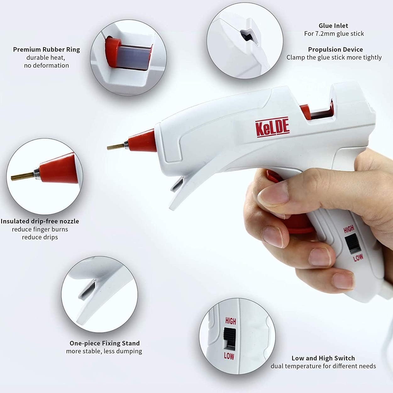 Dual Temp Hot Glue Gun with 30pcs Glue Sticks, KeLDE Long Fine Tip Mini Adjustable Melting Glue Gun Kit for DIY Precision Projects, 20 Watts: Home Improvement