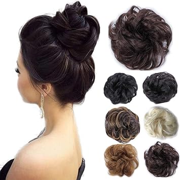 Brhair One Size 06 Dark Brown Hair Bun Extensions Wavy Curly