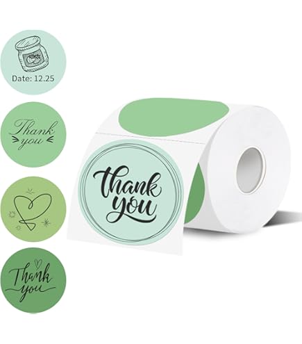 2" Green Circle Thermal Sticker Labels, Self-Adhesive Stickers