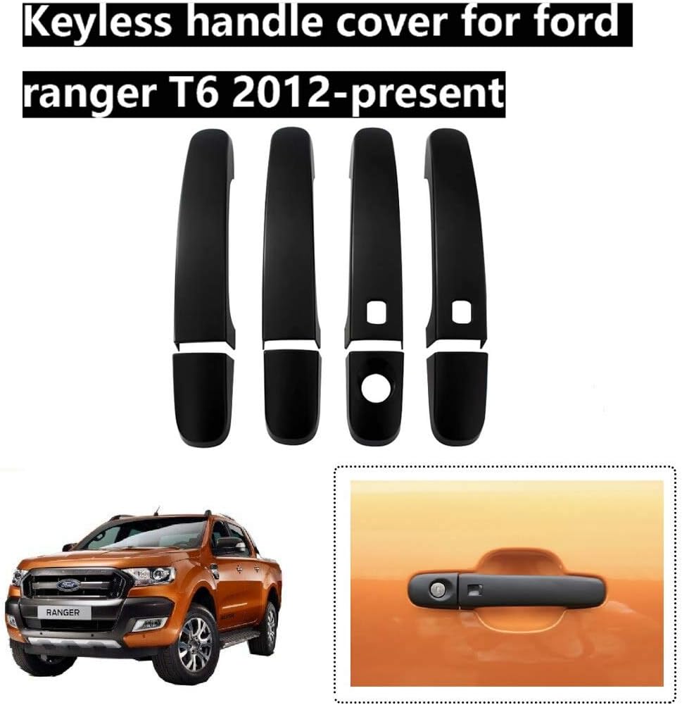 JHCHAN 2011-2022 Door Handle Protectors for Ford Ranger Wildtrak Accessories T6 T7 T8 Raptor XL XLS Limited Everest Door Handle Cover Scratch Guard with Smart Keyhole Matte Black 4PCS - Image 3