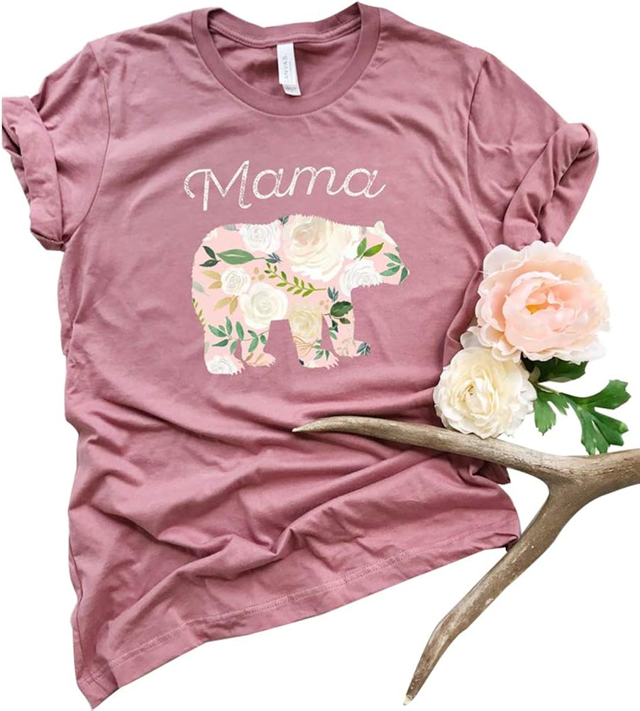 Shanenxn Women Short Sleeve Round Neck Fashion Rose Print Solid Color T Shirt Tees Tops Tees Blouses Knits Tees