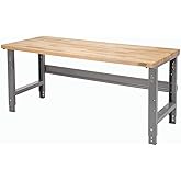 Global Industrial Adjustable Height Workbench C-Channel Leg, 2000 Lbs Capacity, 72"W x 36"D, 1-3/4" Maple Top Square Edge, Gray Frame, Industrial Workbench