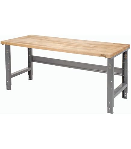 Workersページ Global Industrial Adjustable Height Workbench, Maple Butcher