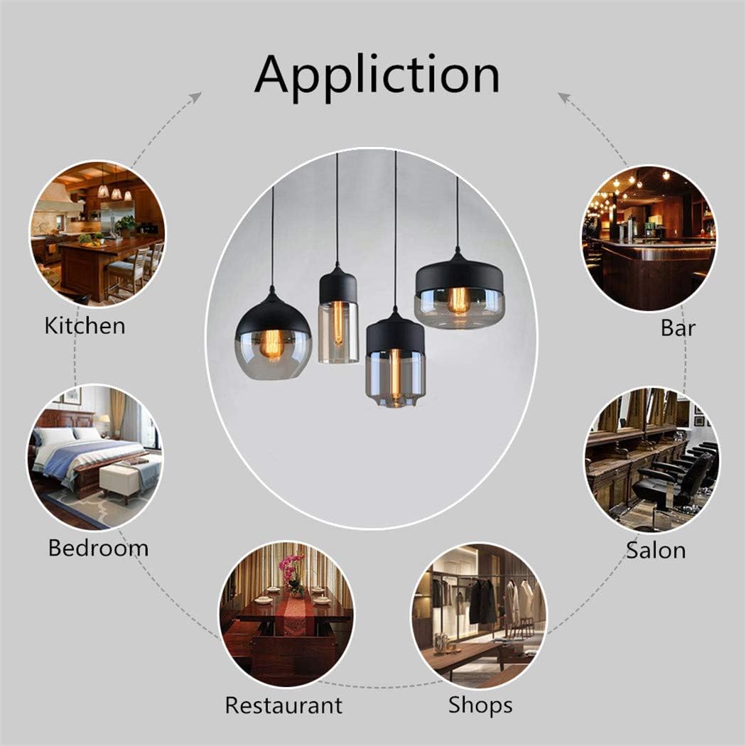 NAANN Globe Pendant Lighting, Modern Hanging Ceiling Lamps Black Industrial Mid Century Amber Glass Pendant Light Fixture with Adjustable Cord for Kitchen Island Bathroom Dining Room E26 Bulb - - 
