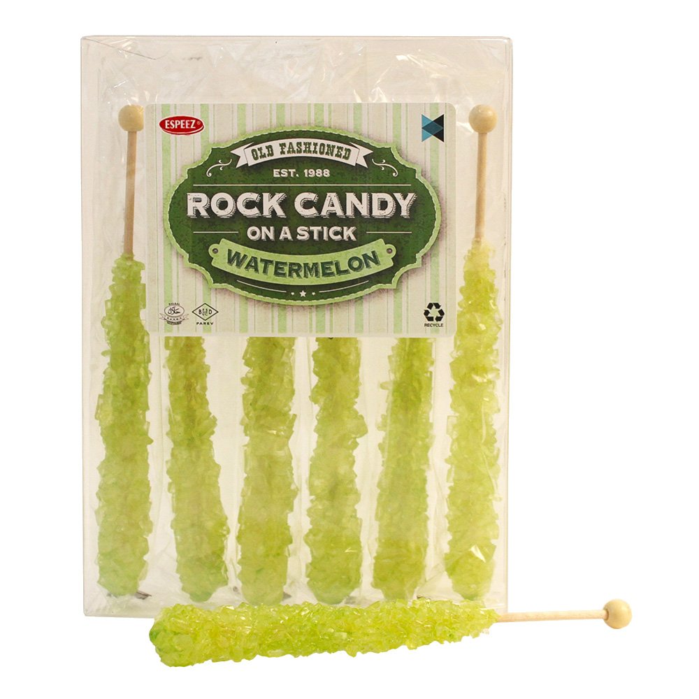Rock Candy Swizzle Sticks 6 Sticks (Light Green / Watermelon