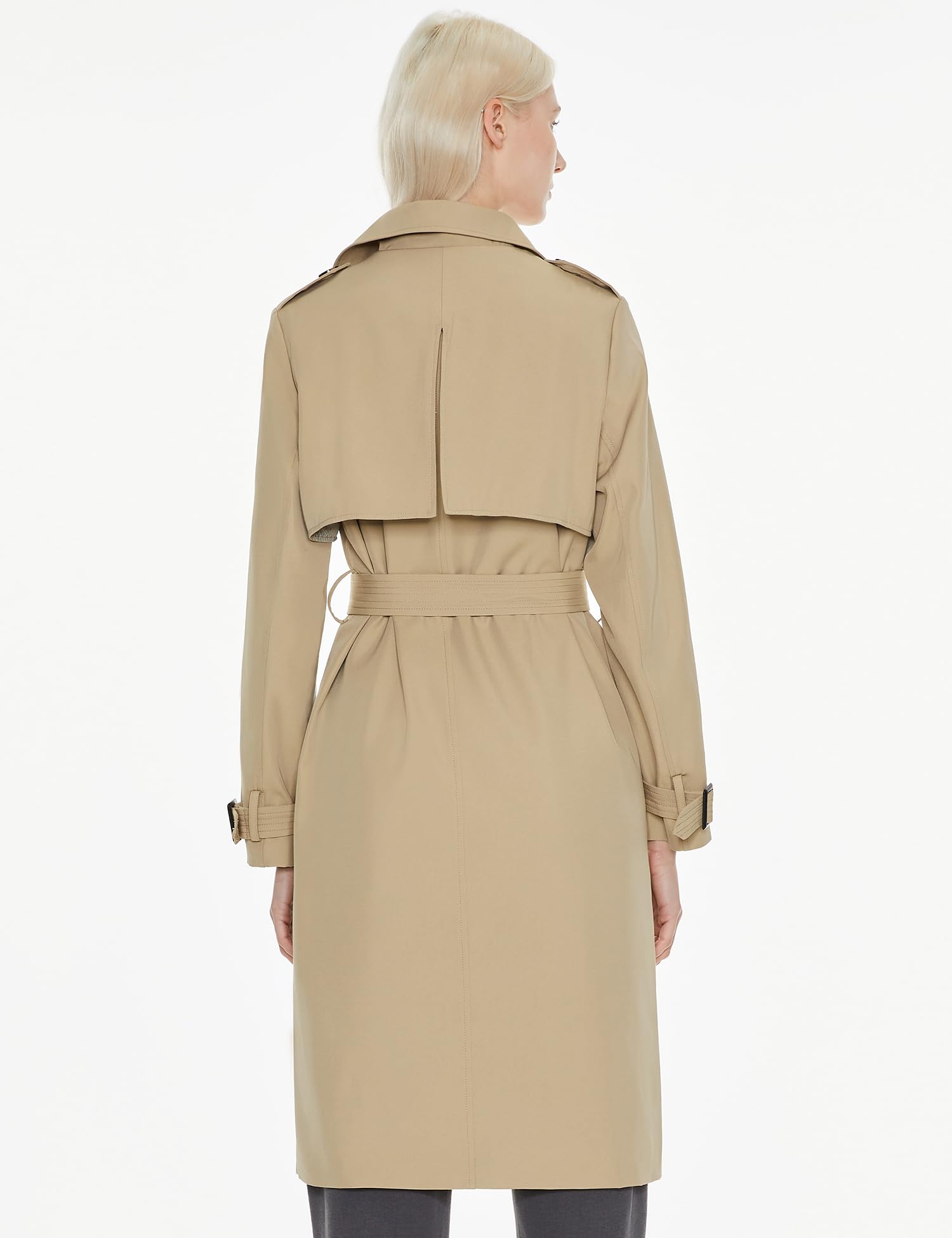 Orolay Women's Long Trench Coat Double-Breasted Classic Lapel Overcoat with Belt