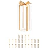 HAPPY POTATO 25 Pack Plastic Macaron Boxes for 4/5, PET Clear Favors Boxes with Ribbon, Christmas Clear Gift Boxes, 5"x2"x2" Candy Boxes Party Favors