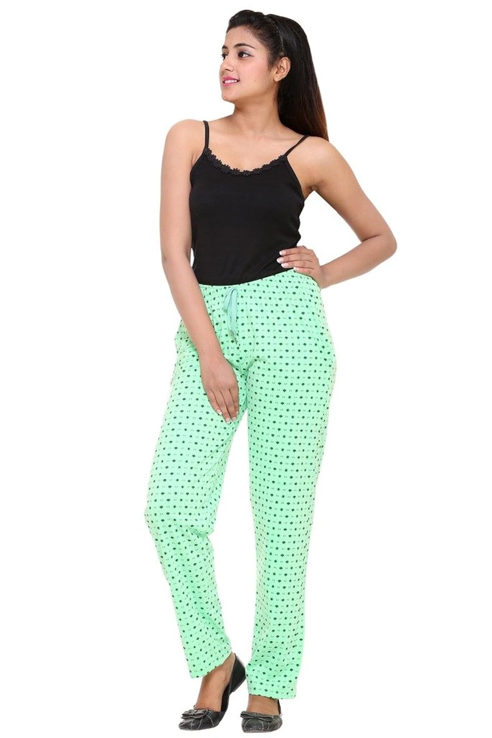 women's cotton blended printed lounge wear - track pants