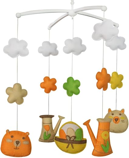 Amazon 女の子または男の子の手作りベビーベッドミュージカルモバイル花と春のベビーモバイル ベッドメリー モビール ベビー マタニティ 通販