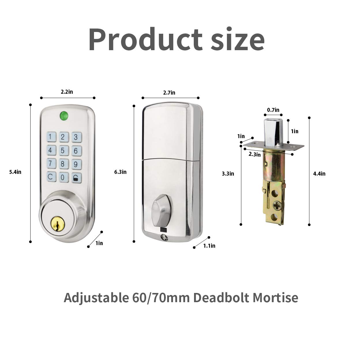Keyless Smart Code Lock,Manhaoya Security Electronic Digital Keypad Entry Door Lock with Entry Deadbolt Emergency Key Zinc Alloy (Sliver)