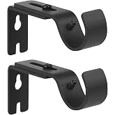 Anndason Heavy Duty Adjustable Curtain Rod Brackets and Holders - For 1 1/8 Inch &amp; 1 1/4 Inch Rod, 2 PCS Black