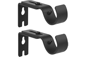 Anndason Heavy Duty Adjustable Curtain Rod Brackets and Holders - For 1 1/8 Inch & 1 1/4 Inch Rod, 2 PCS Black