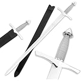 K EXCLUSIVE Middle Ages Wire Wrapped Collectible Sword and Leather Sheath - Stainless Steel Blade, Wire-Wrapped Handle, Histo