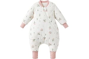 Duomiaomiao 3.5 TOG Toddler Sleep Sack 12-24 Months 100% Cotton Winter Side Open Zipper Baby Sleep Sack with Feet, Warm Toddler Wearable Blanket