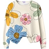SweatyRocks Women's Floral Print Sweatshirt Long Sleeve Crewneck Graphic Pullover Tops