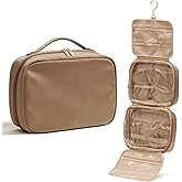 EACHY Travel Toiletry Bag with Hanging Hook, Portable Makeup Cosmetic Bags for Women, Water-Resistant Full-Size Travel Accessories (Pink)