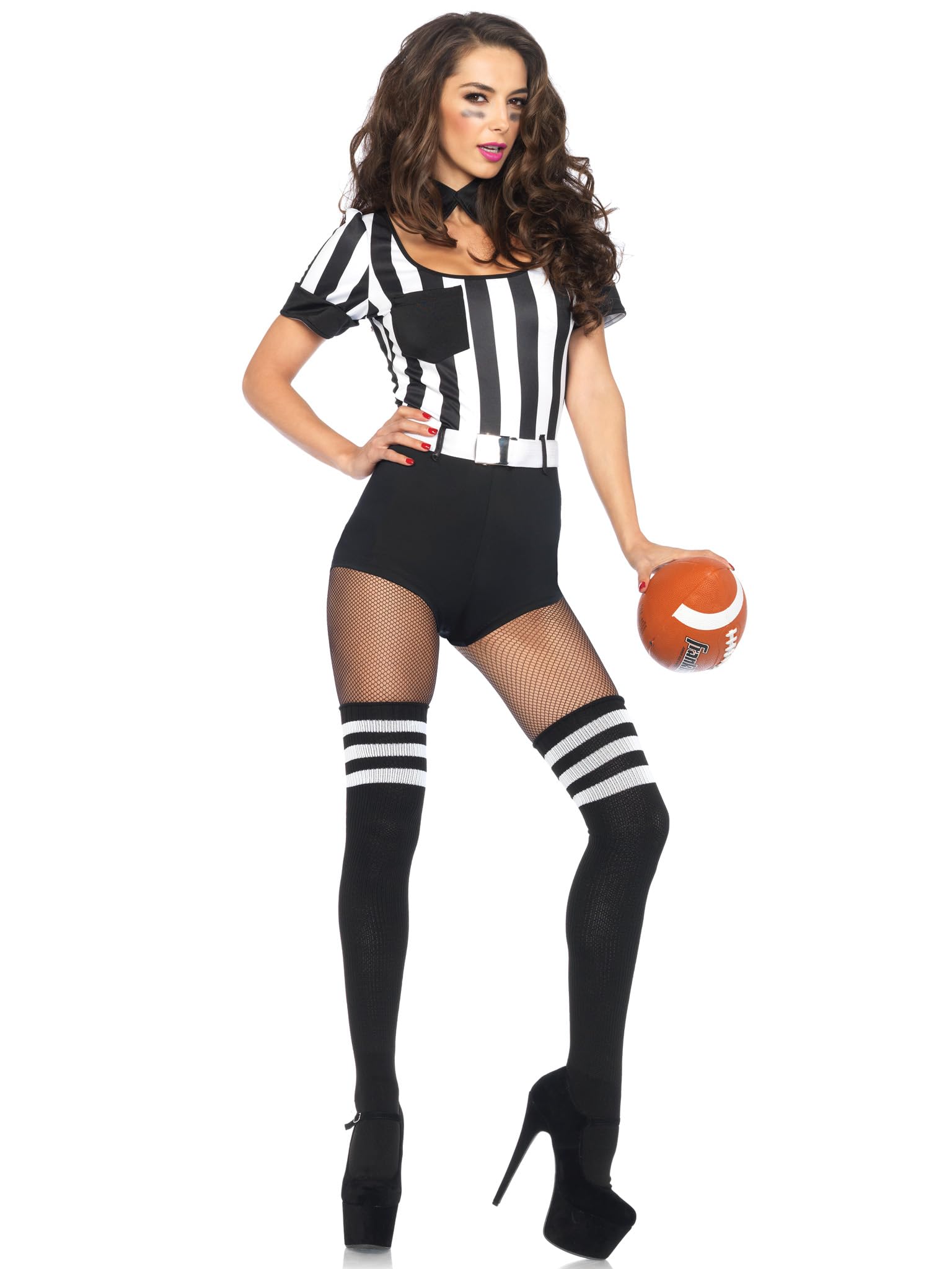 Leg Avenue Women's 3 Pc No Rules Referee Costume with Bodysuit, Belt, Choker