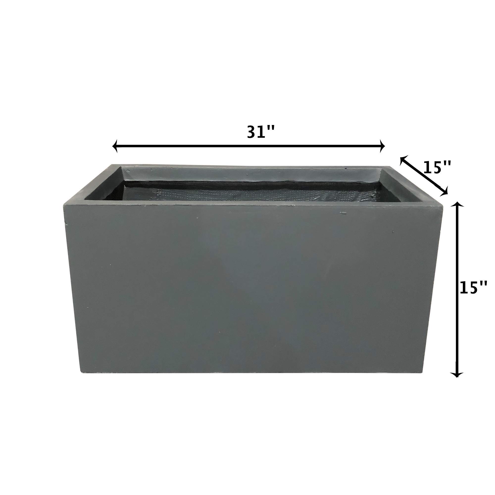 Kante RF0104B-C60121 Lightweight Concrete Modern Long Low Outdoor, Large Planter, Charcoal