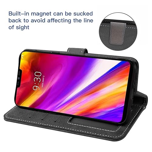 Compatible with LG G7 ThinQ Wallet Case and Tempered Glass Screen