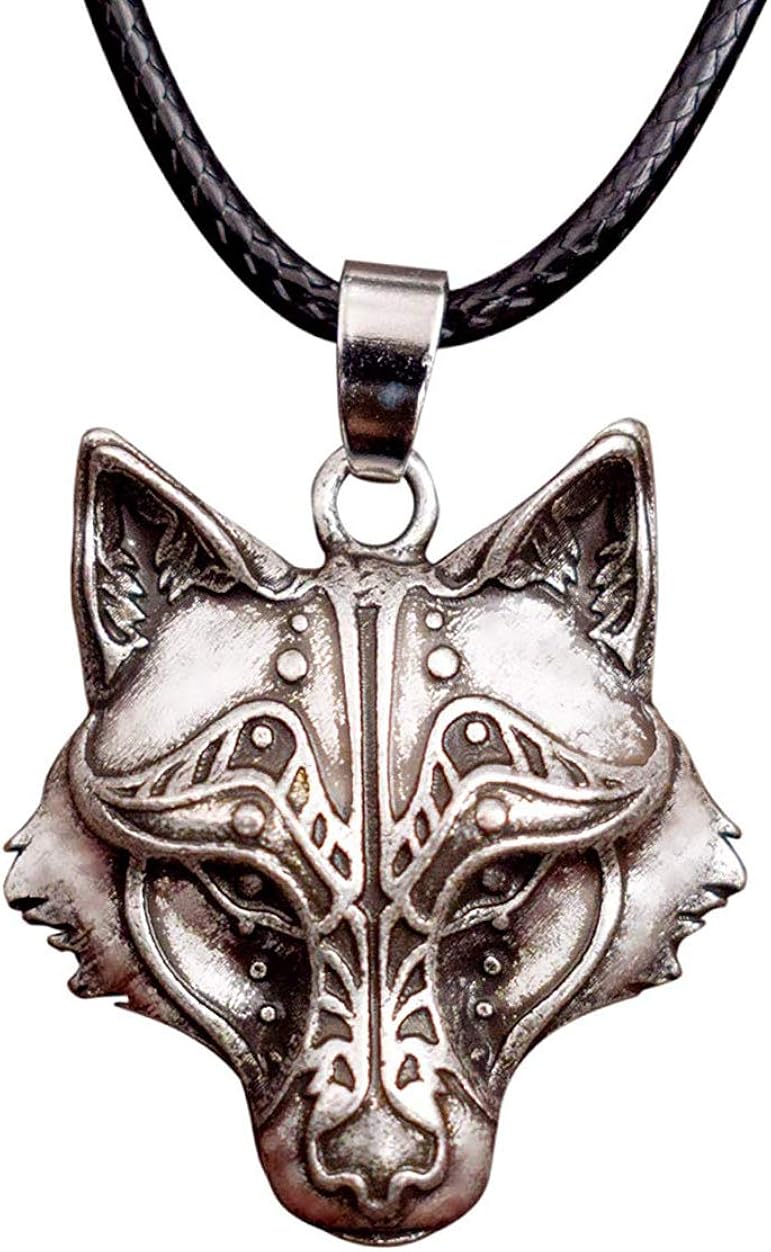 HAQUIL Wolf Necklace, Viking Wolf Head 