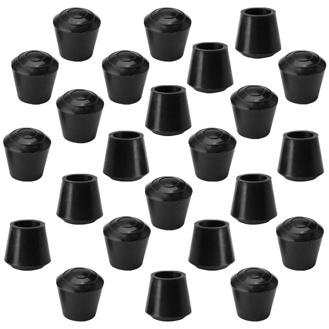 sourcing map 24pcs Chair Leg Tips Caps 13mm Rubber Furniture Table Feet Cover Floor Protector Reduce Noise Prevent Scratches Black