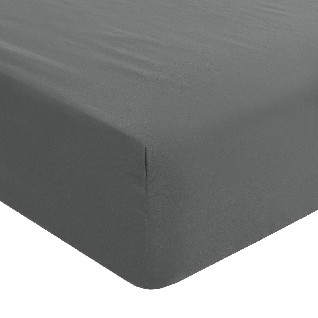 PiccoCasa Solid Fitted Sheet, Bed Mattress Protector, Wrinkle, 110GSM Soft Brushed Polyester Microfiber Bed Sheet with 16" Deep Dark Gray King