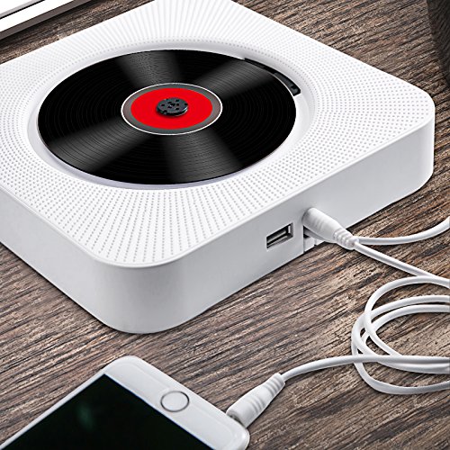 Wall-Mountable-CD-Player-WINSSES-HiFi-Speaker-with-Bluetooth-Remote-Control-USB-35mm-Headphone-Jack-AUX-inputoutput