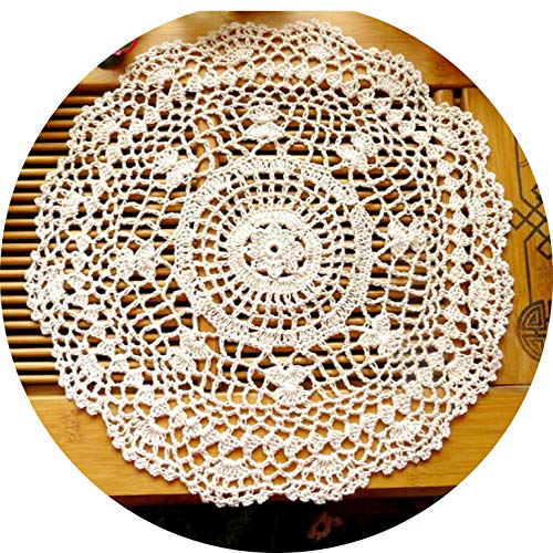 Laivigo New Handmade Crochet Cotton Lace Round Table Placemats Doilies Doily,2PCS,12 Inch,Beige