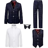 Boy's 5 Pieces Tuxedos Toddler Formal Suits Set Kids Slim Fit Suit for Weddings