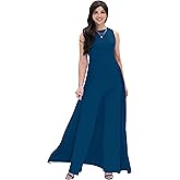 KOH KOH Womens 2026 Sleeveless Flattering Dressy Long Pant Cape Classy Elegant Jumpsuit