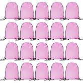 CODOBON 20 Pcs Drawstring Backpack Bulk Draw String Bags Cinch Polyester Bag for Gym Sport, Pink
