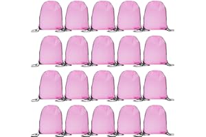 CODOBON 20 Pcs Drawstring Backpack Bulk Draw String Bags Cinch Polyester Bag for Gym Sport, Pink