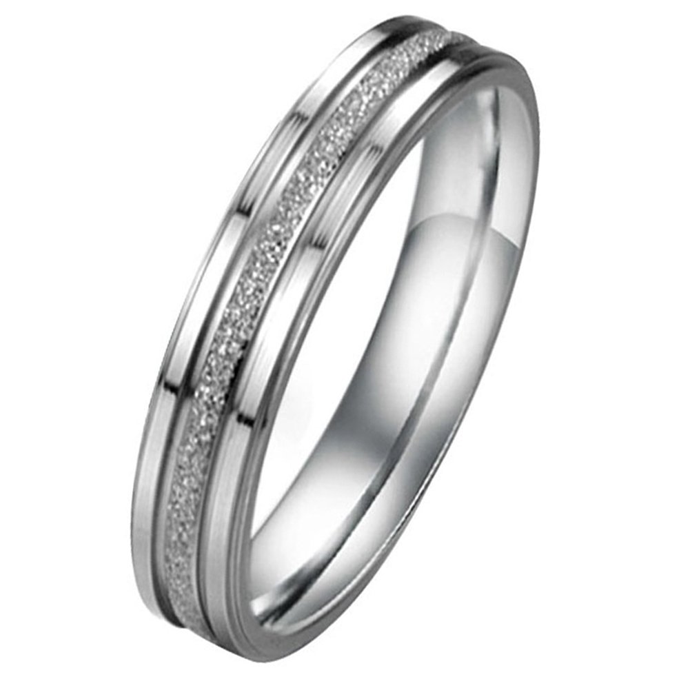 JewelryWe Matte Finished Engagement Ring Stainless Steel Couple Wedding Band Rings (Women's Size R)