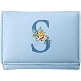 Rvelidode Wallet for Teen Girls,PU Leather Purse Cash Pocket Card Holder ID Window Purse for Women,Christmas Birthday Gifts Wallet for Girls Women, Gifts for Daughter Granddaughter, Initial S(Blue)​