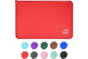 Juqiboom Silicone Waterproof Dog Cat Pet Feeding Mats, Non Slip, Easy Clean Pet Dog Cat Bowl Mats Placemat (18.5" x 11.5") Red