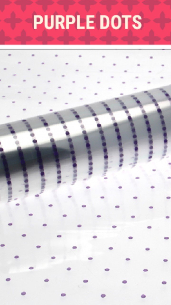 1m x 80cm Purple Dot Cellophane (Folded) Florist Clear Wrap Hamper Flowers / Bouquet Gift Wrapping (40 micron florist grade)