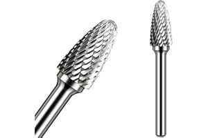 KOTVTM Carbide Burr SF-3 Die Grinder Bits Tungsten Double Cut Burr Bits (3/8" Cutter Dia X 0.84" Cutter Length) with 1/4" (6.35mm) Shank for Die Grinder Bits Metal Grinding Drilling Polishing (1pcs)