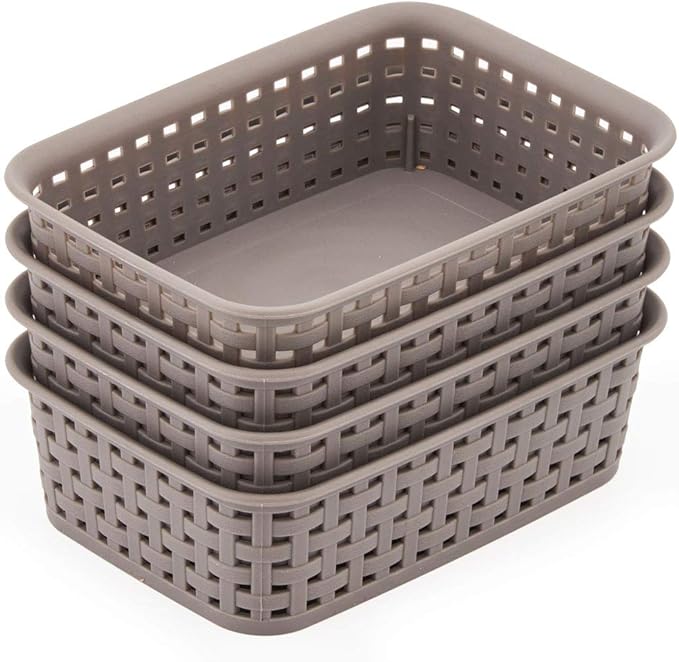 EZOWare Pack of 4 Small Plastic Knit Storage Basket Trays Drawer
