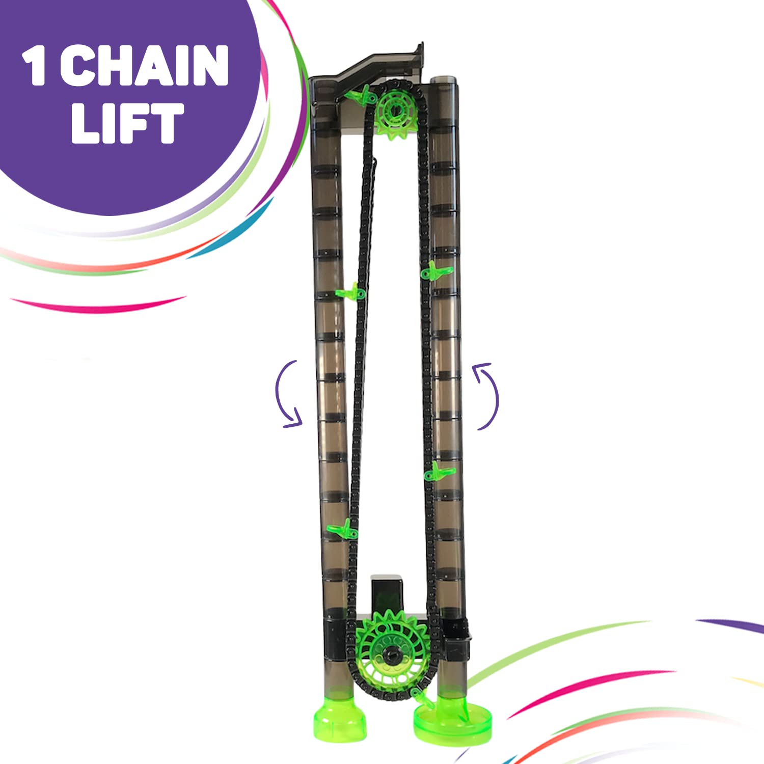 Marble Genius Add-on Accessory Marble Rails Automatic Chain Lift, 1 Piece Marble Run for Kids 8+ (Requires 2 AA Batteries), STEM, Great for Kids & Teens