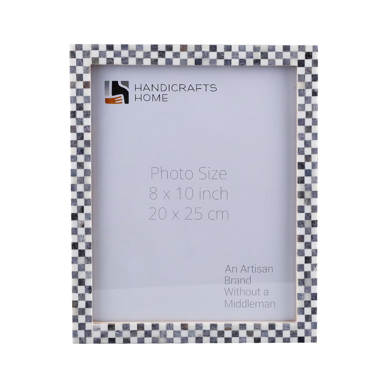 Handicrafts Home Checked Pattern Inspired Picture Frames – Bone Inlay Handmade – Ready to Hang or Sit 8X10 – Christmas Gifts