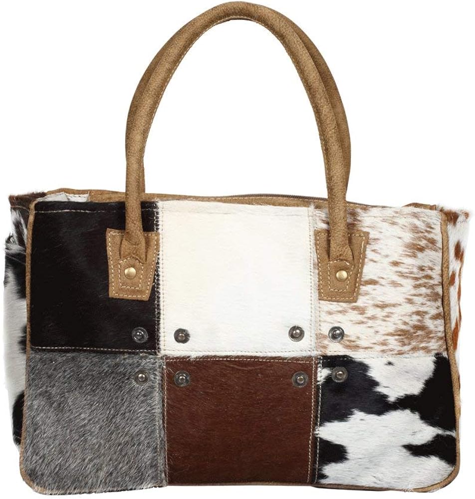 Myra Bag Patches Cowhide & Leather Handbag S1353 Handbags