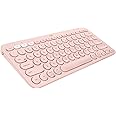 Logitech K380 Pebble Wireless Multi-Device Keyboard for Windows, Apple iOS, Apple TV android or Chrome, Bluetooth, Compact Space-Saving Design, PC/Mac/Laptop/Smartphone/Tablet - Rose